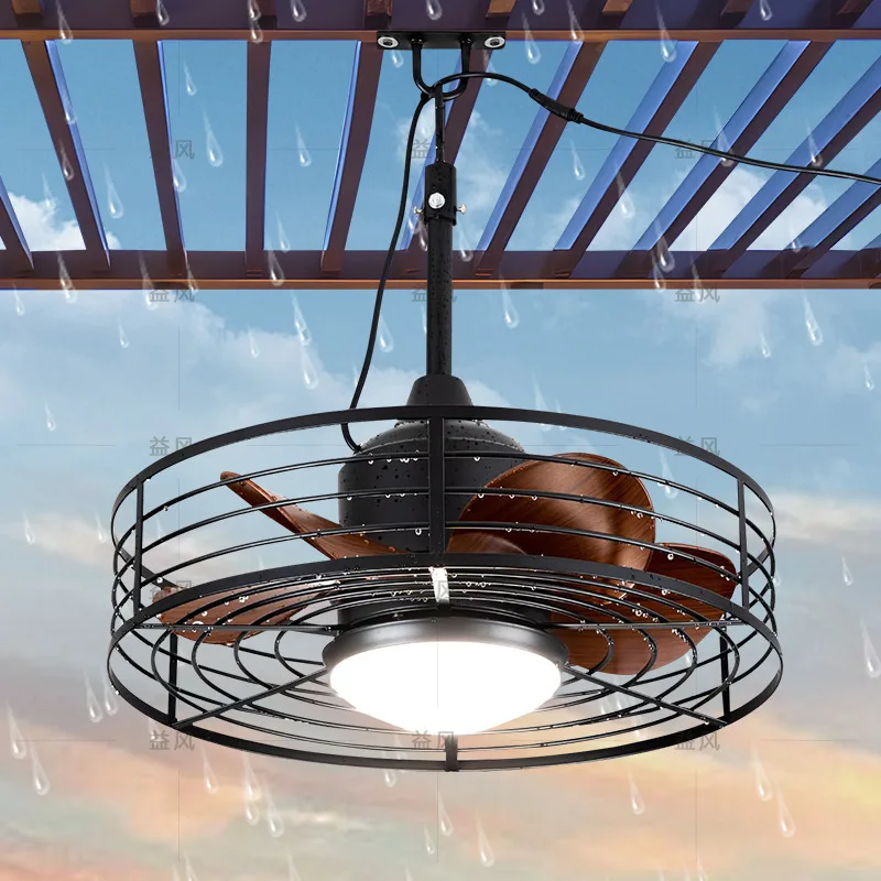 Waterproof sunscreen ceiling fan light Hook type sun room gazebo fan light Electric fan Industrial wind