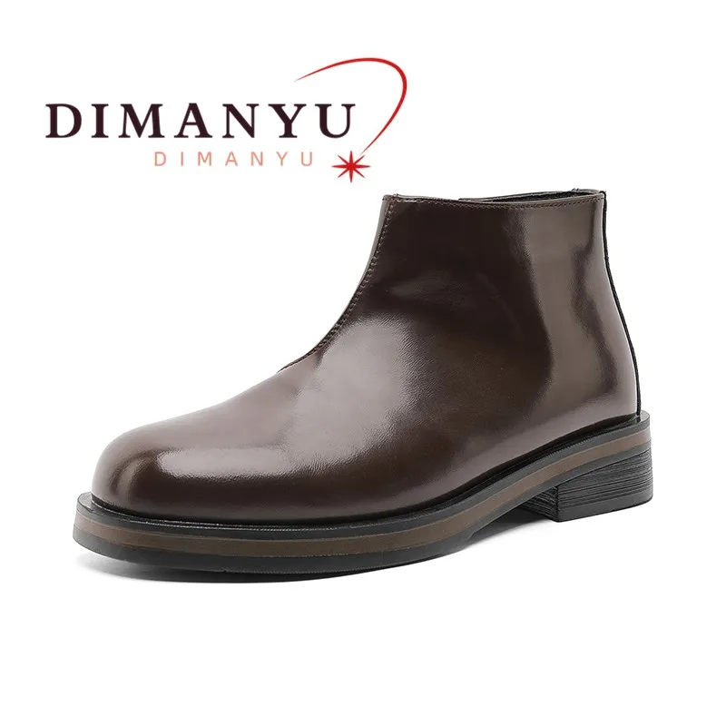 DIMANYU Men's Chelsea Boots Side Zipper Large Size Ankle Boots Man Vintage Thick Sole Casual Short Boots For Men 
