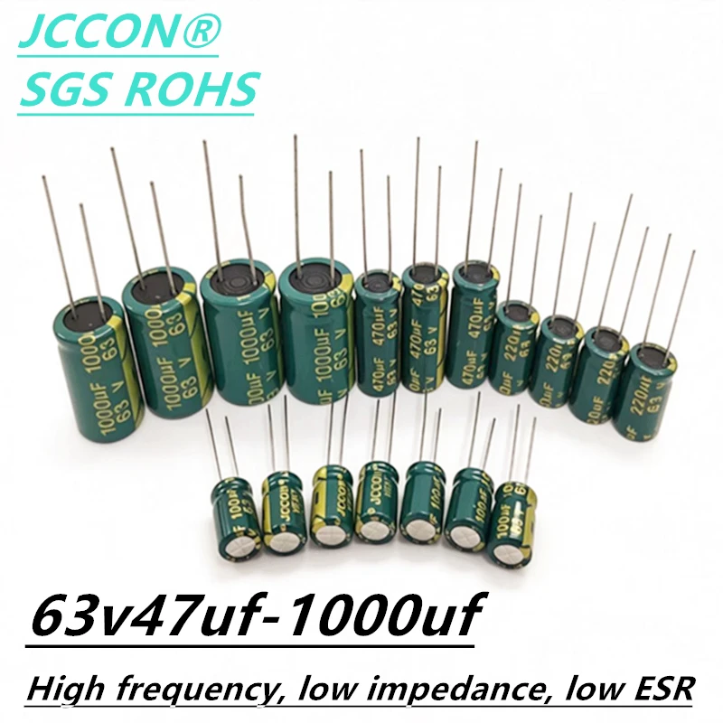 5-50pcs JCCON Capacitors 63V 47 100uF 220uF 470uF 680uF 1000uF 4700uF 2200uF 100V High frequency low ESR capacitor