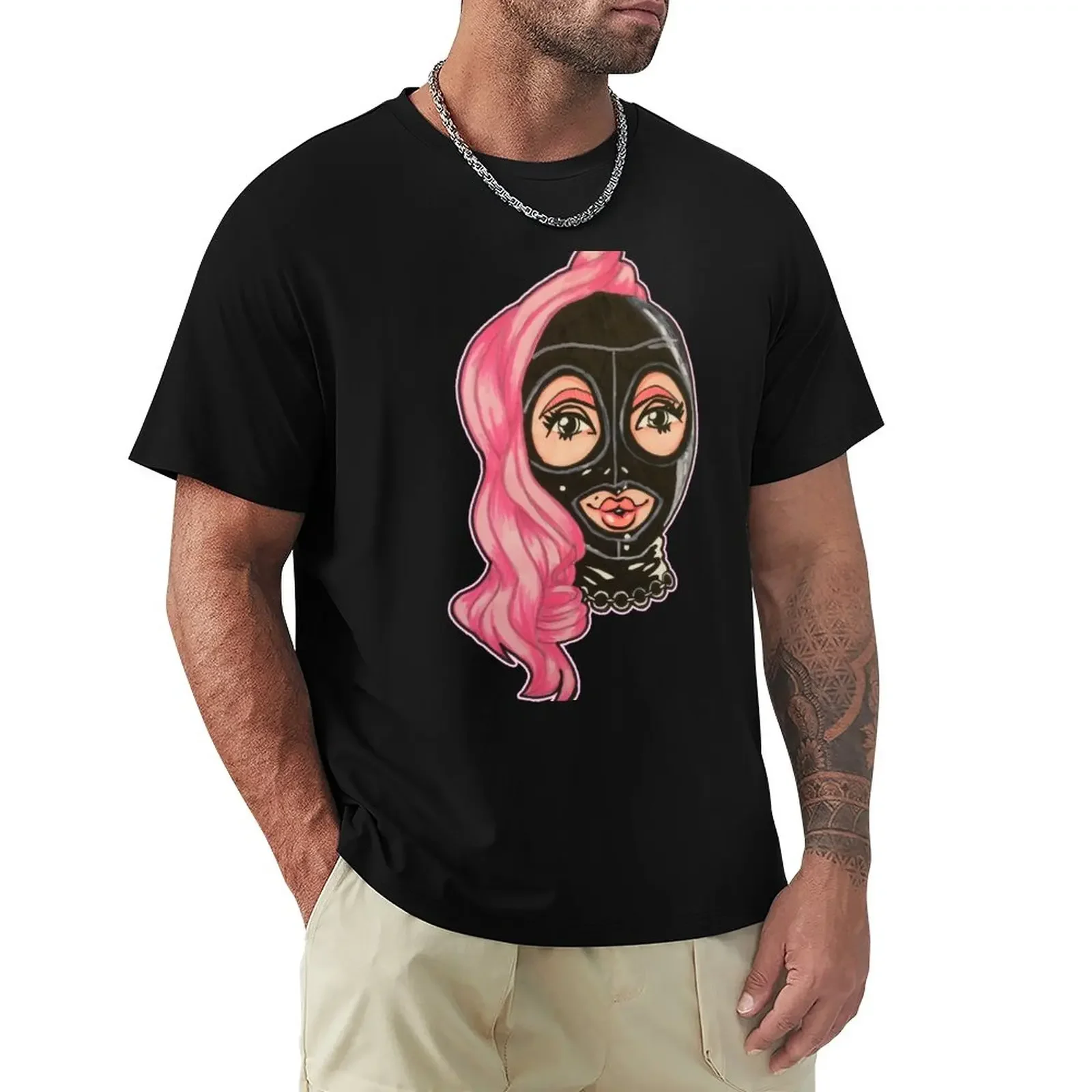 Latex Hood & Ponytail T-Shirt Aesthetic clothing sweat heavyweights tshirts for men