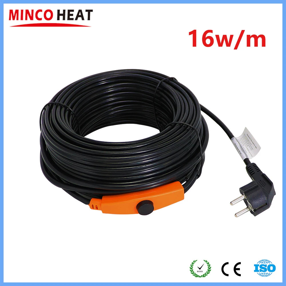 MINCO HEAT 1~49m 16w/m Pipe Anti-Freeze Protection Self-regulating Heating Cable with Mini Temperature Controller Warm Wire