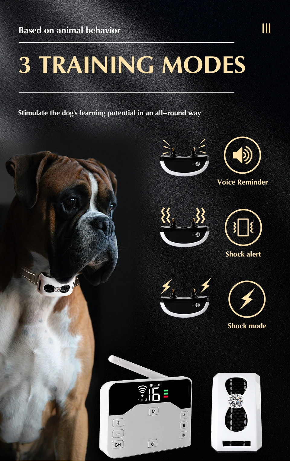 2-in-1 kabelloses elektronisches Hundezaunsystem und ferngesteuertes Trainingshalsband, Beep-Stoß-Vibration und Haustierunterhaltung für Welpen aller Größen – Detail 6
