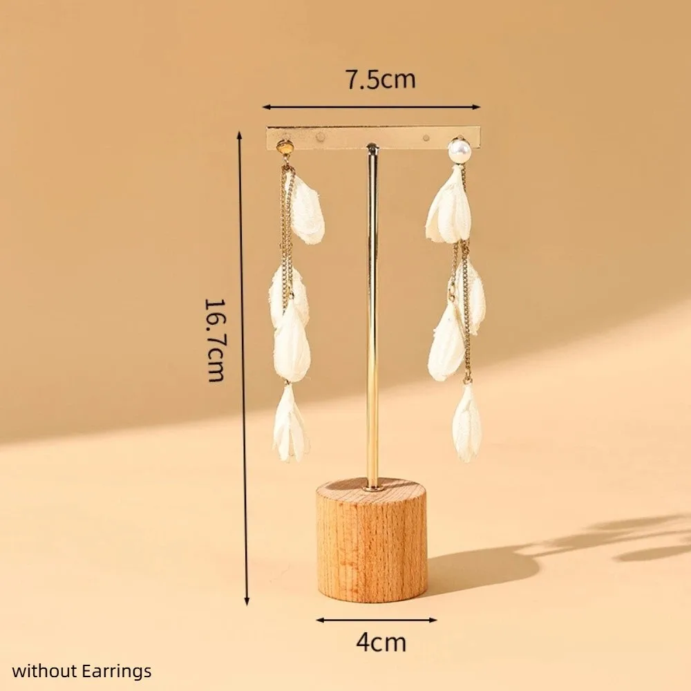 Quality T-Bar Jewelry Display Rack With Wooden Base Desktop Jewelry Stand Holder Photography Props Earring Display Stand Earring