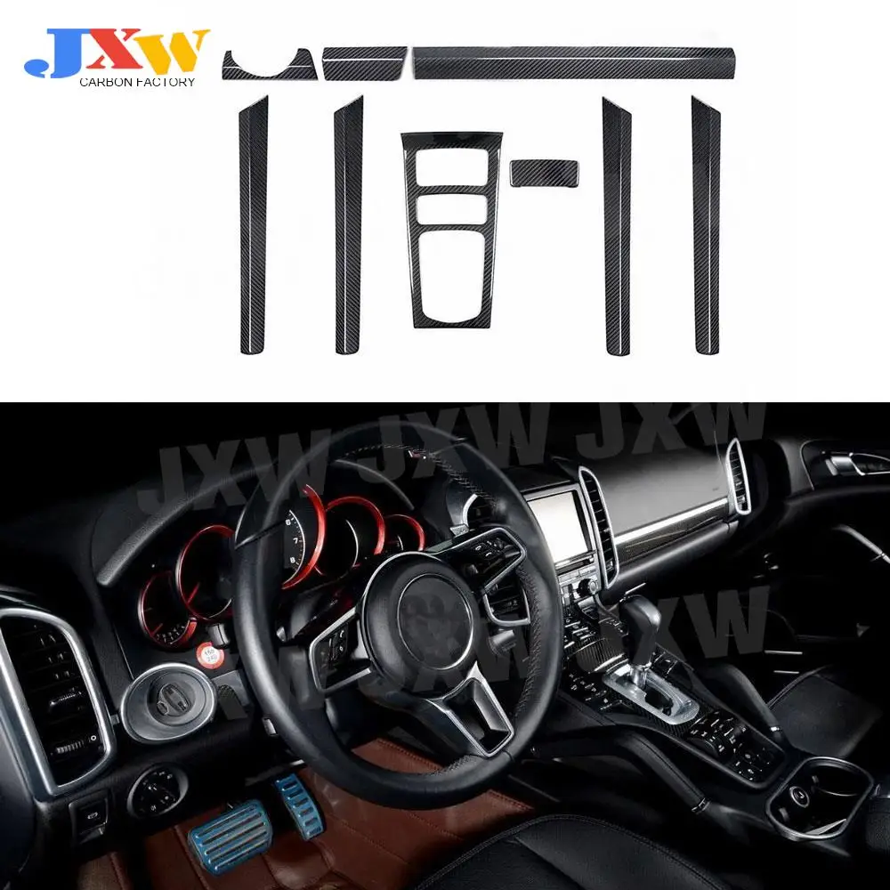 

Dry Carbon Fiber Car Central Console Panel Cover Dashboard Outlet Moulding Frame Door Trim Fit for Porsche Cayenne 2011- 2020