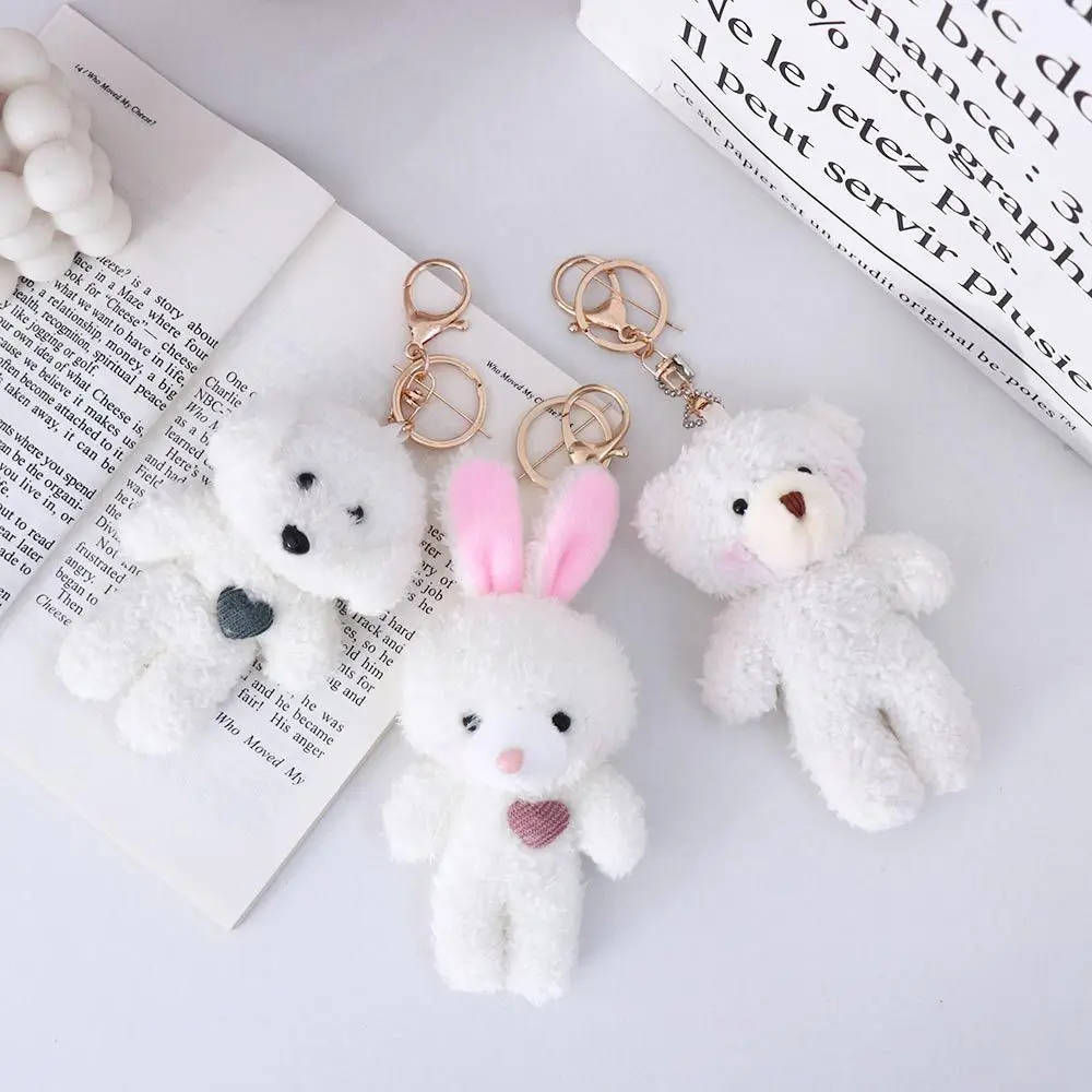 Plush Pendant Car Keychain DIY Trinket Bag Pendant Dog Plush Keyring Bear Plush Keychain Plush Rabbit Keychain Backpack Pendant