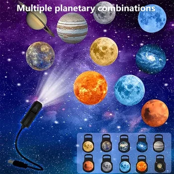 LED Star Galaxy Projector Lamp Moon Earth Wall Decor Switchable Pattern Projection Night…