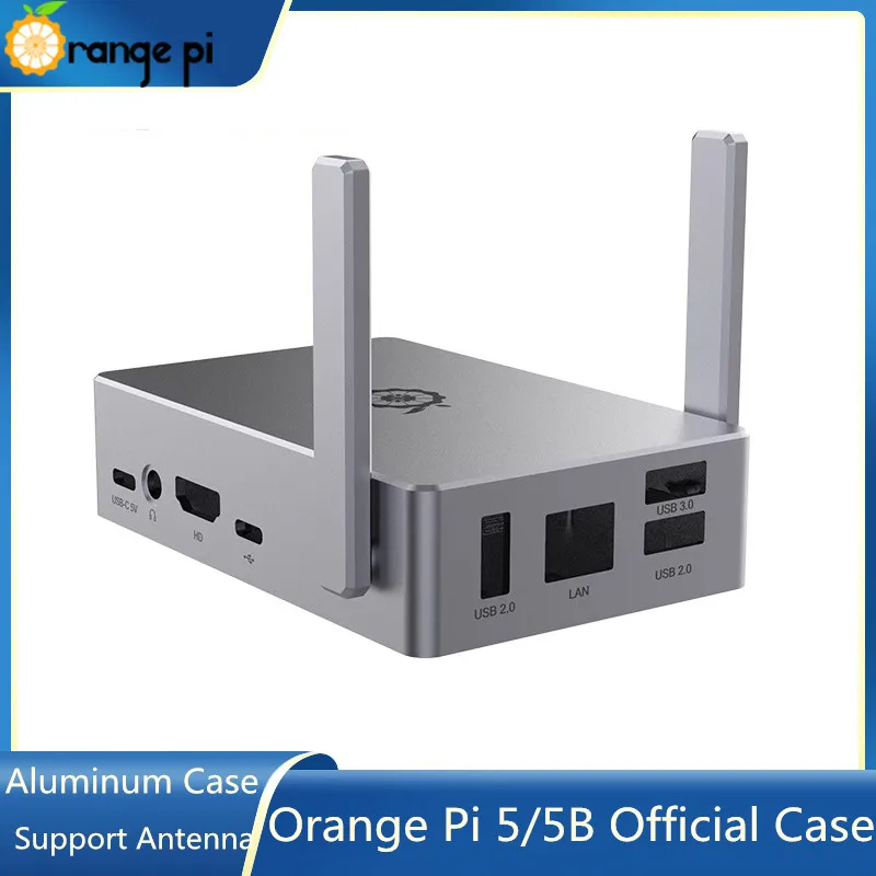 

Orange Pi 5 / 5B Metal Case Aluminum Alloy Shell for OPI 5/5B Development Board Optional Antenna Grey Box