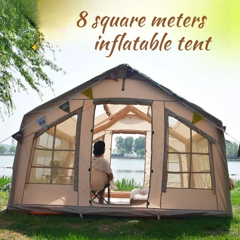 Portable Inflatable Tents Outdoor Camping Travel Breathable Tent Rainproof Sunscreen Thickened Wear Resistant Wind Free Shelters