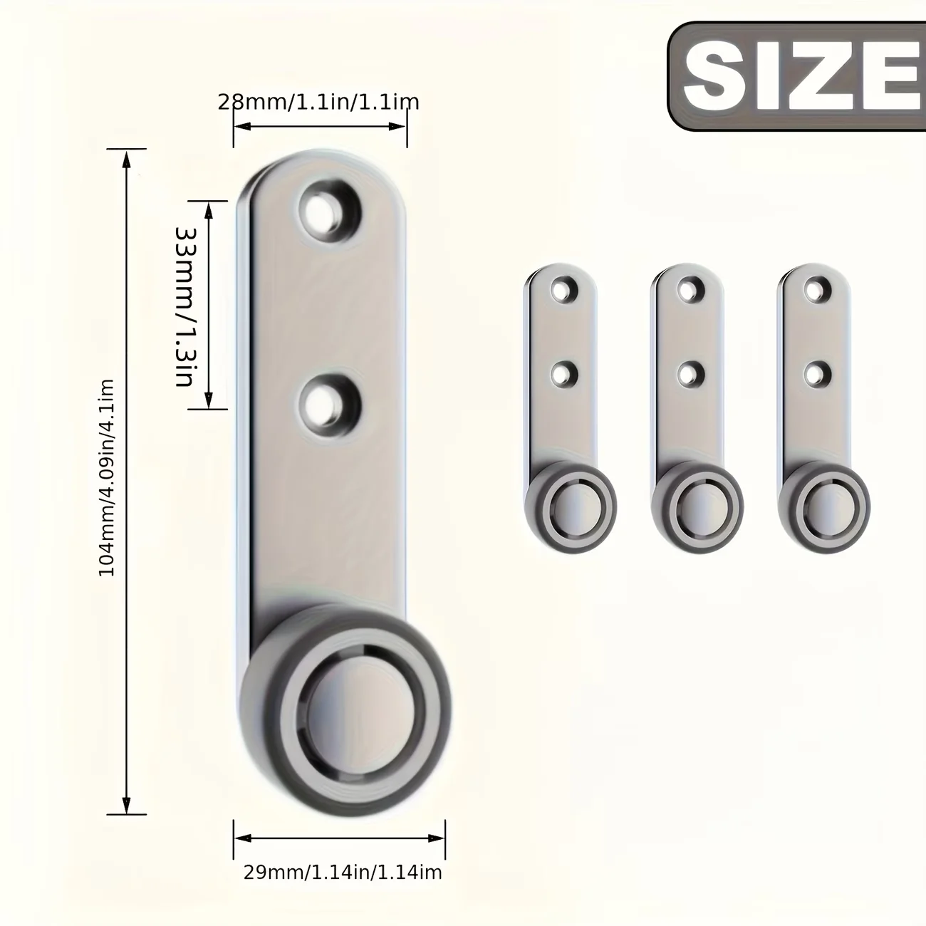 Heavy-Duty Silent Sliding Door Wheel Kit (2 Rollers + 4 Screws), Metal Directional Casters for Under-Bed Storage, Bins and Cabin