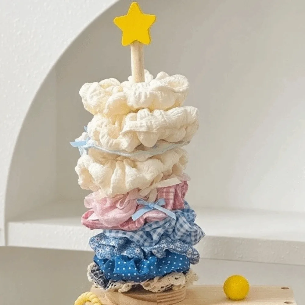 4Pcs Wooden Head Rope Storage Rack Cute Multi-purpose Hair Scrunchies Hairpin Organizer Star Style Vertical