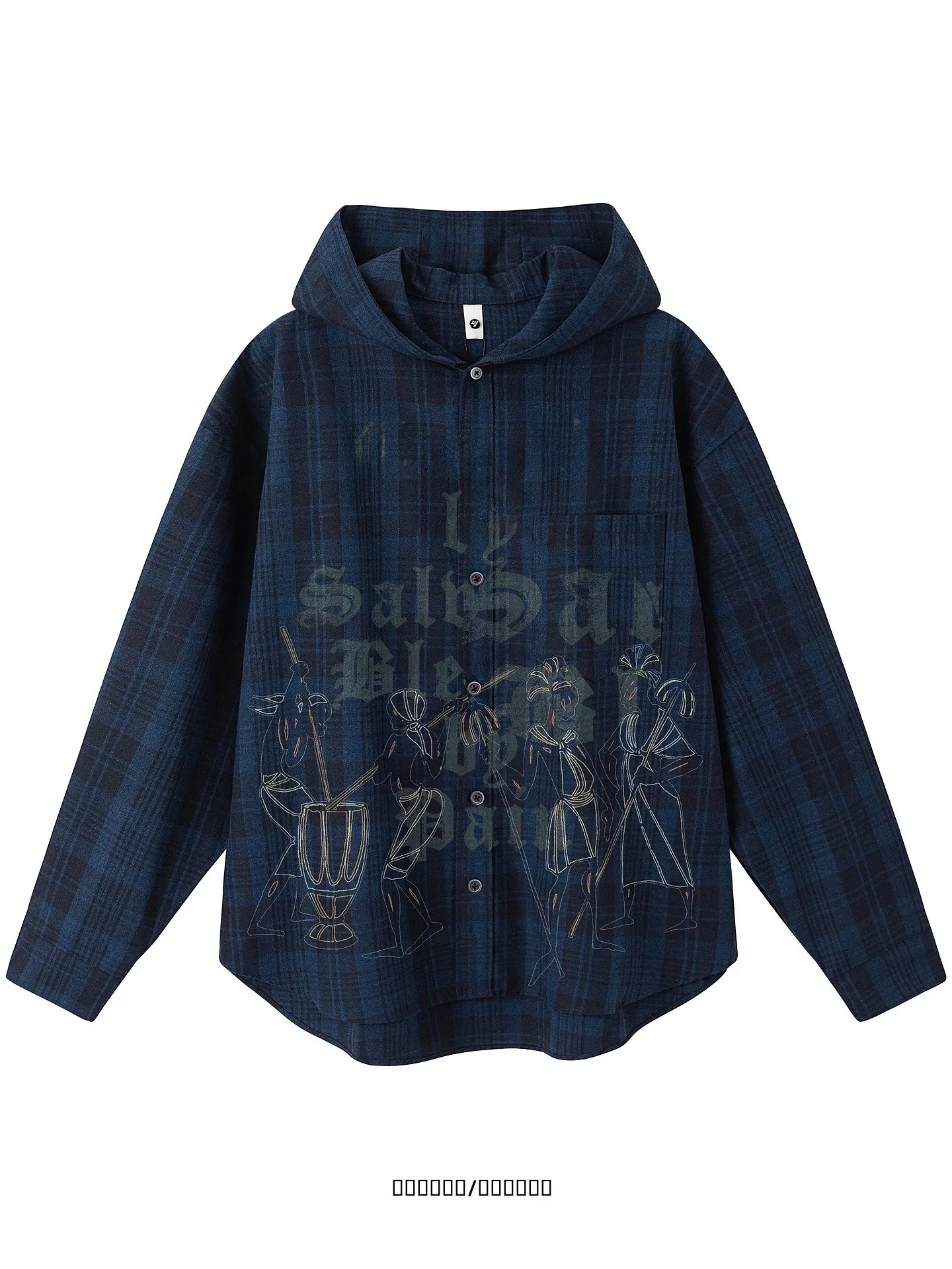 

Рубашка-куртка в стиле ретро с капюшоном и длинными рукавами, в клетку, с буквенным принтом, свободного кроя, из смесового полиэстера, хлопка и лиоцелла, весенняя коллекция.