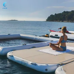 PVC Inflatable Swim Platform Boat, Drop Stitch, Floating Dock with Steel Ladder, Water Platform Mat