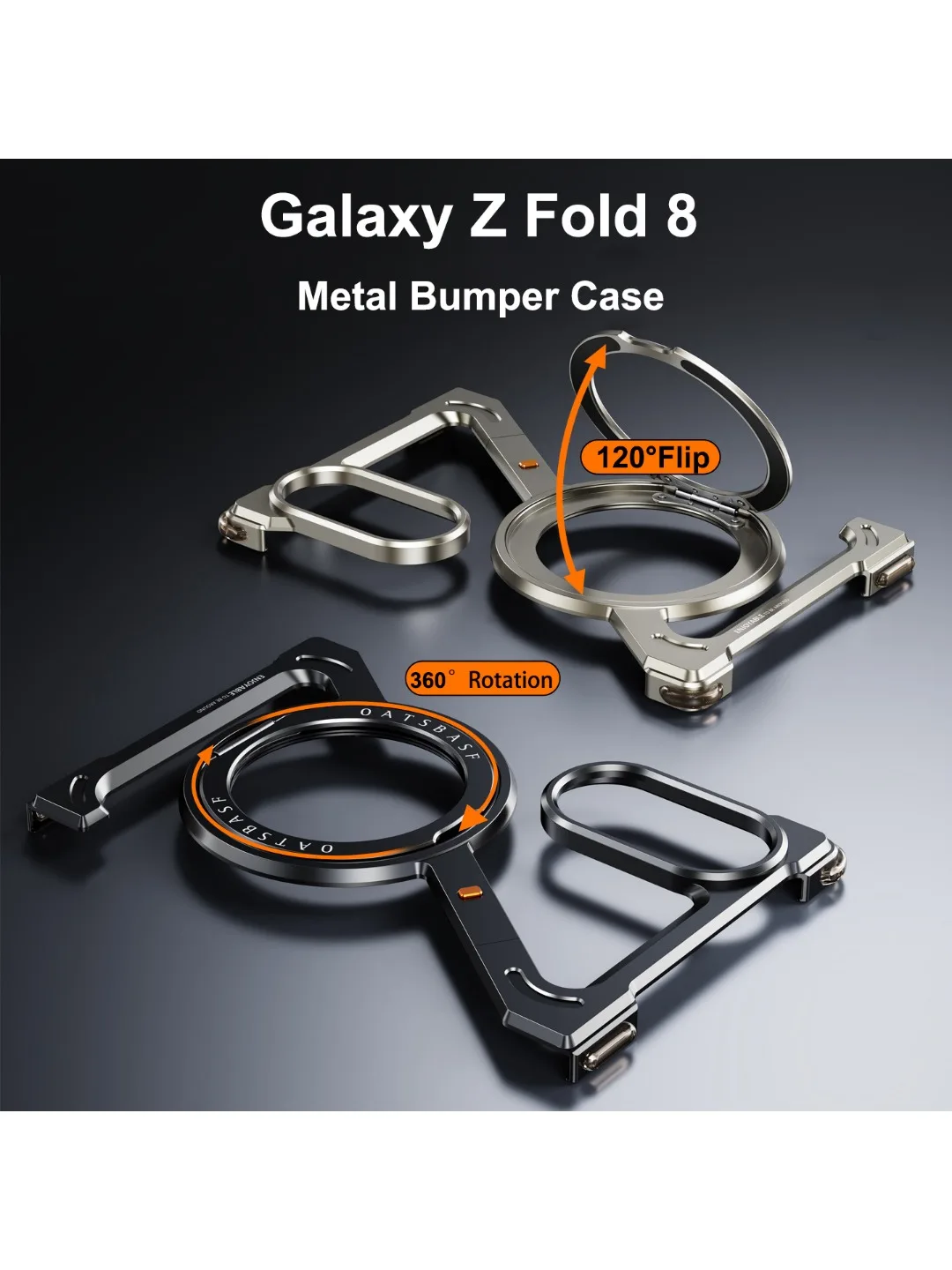 Eary Z Shape dla Samsung Galaxy Z Fold 8 Metalowe etui z podstawką 360 ° Obrotowy Pierścień Magnetyczny Minimalistyczny Bezramkowy Pokrowiec na Telefon — zdjęcie produktu 7