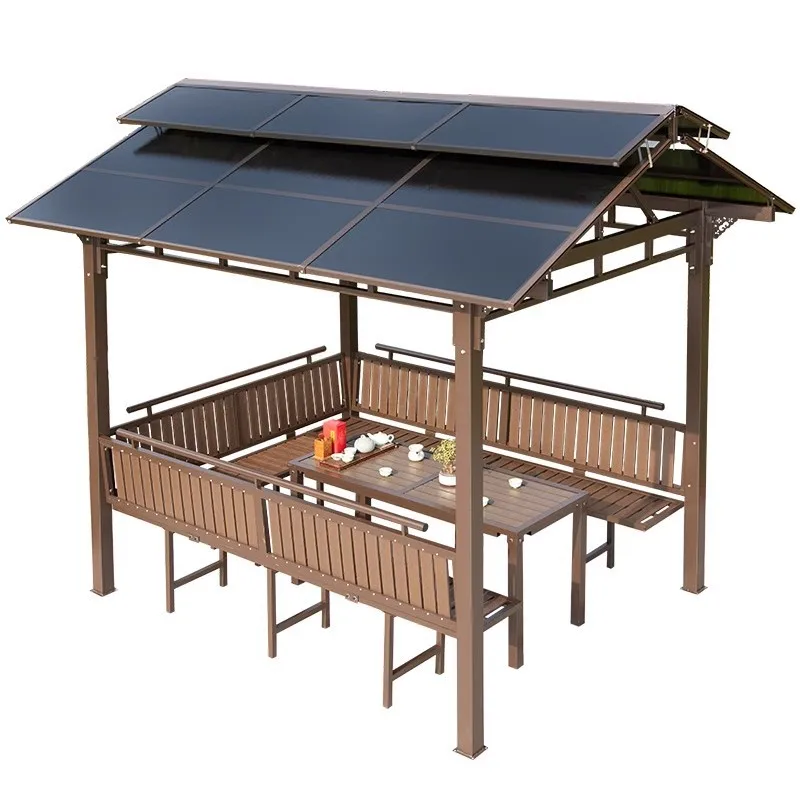 Outdoor rooftop open-air courtyard garden double-top four-corner pavilion