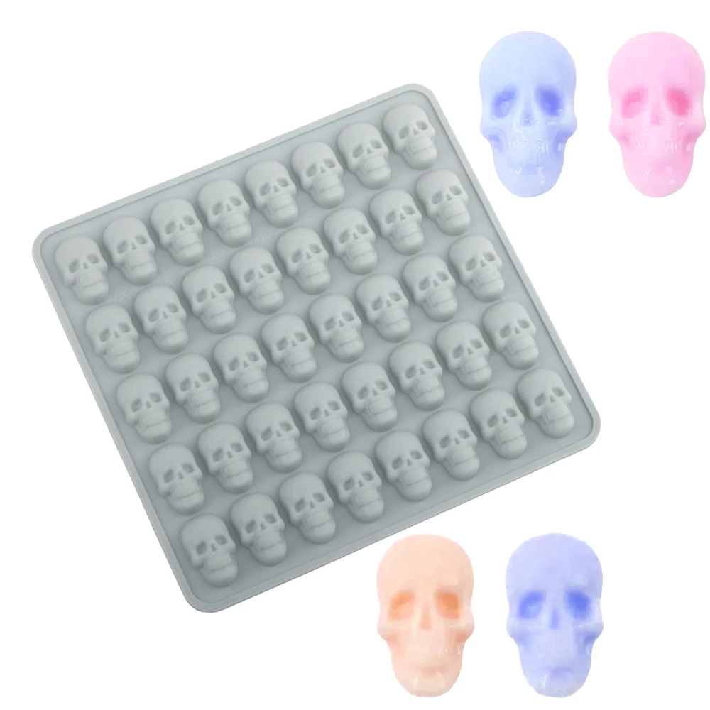 Halloween 40 Cavity Skull Mousse Mold Silicone Baking Mold for Chocolate Desserts and Candies
