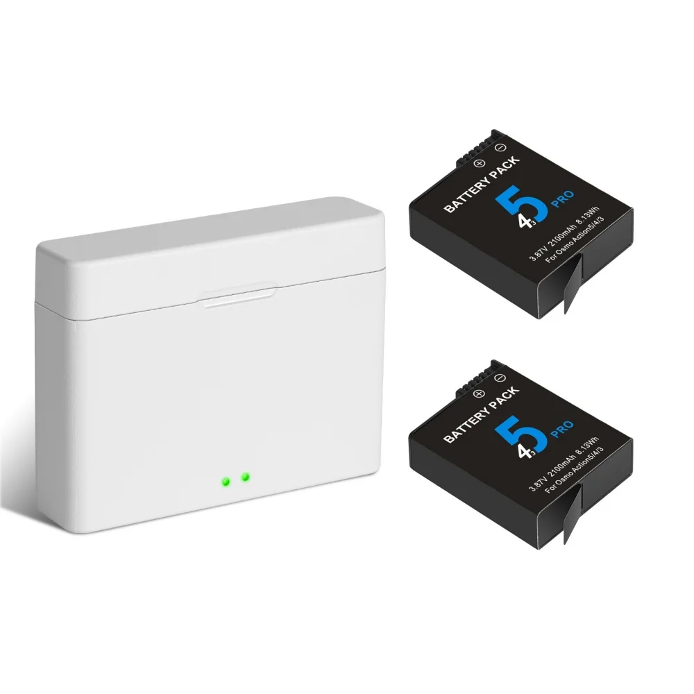 2100mAh Battery for DJI Osmo Action 5 Pro Action Camera Batteries 2 Slots Fast Charger Battery for Osmo 3 4 5 Pro Accessories