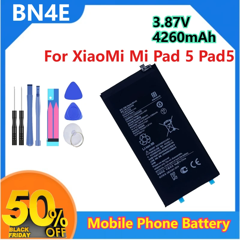 

For XiaoMi Mi Pad 5 Pad5 Tablet Phone Battery 3.87V 4260mAh BN4E Replacement Battery with Tools