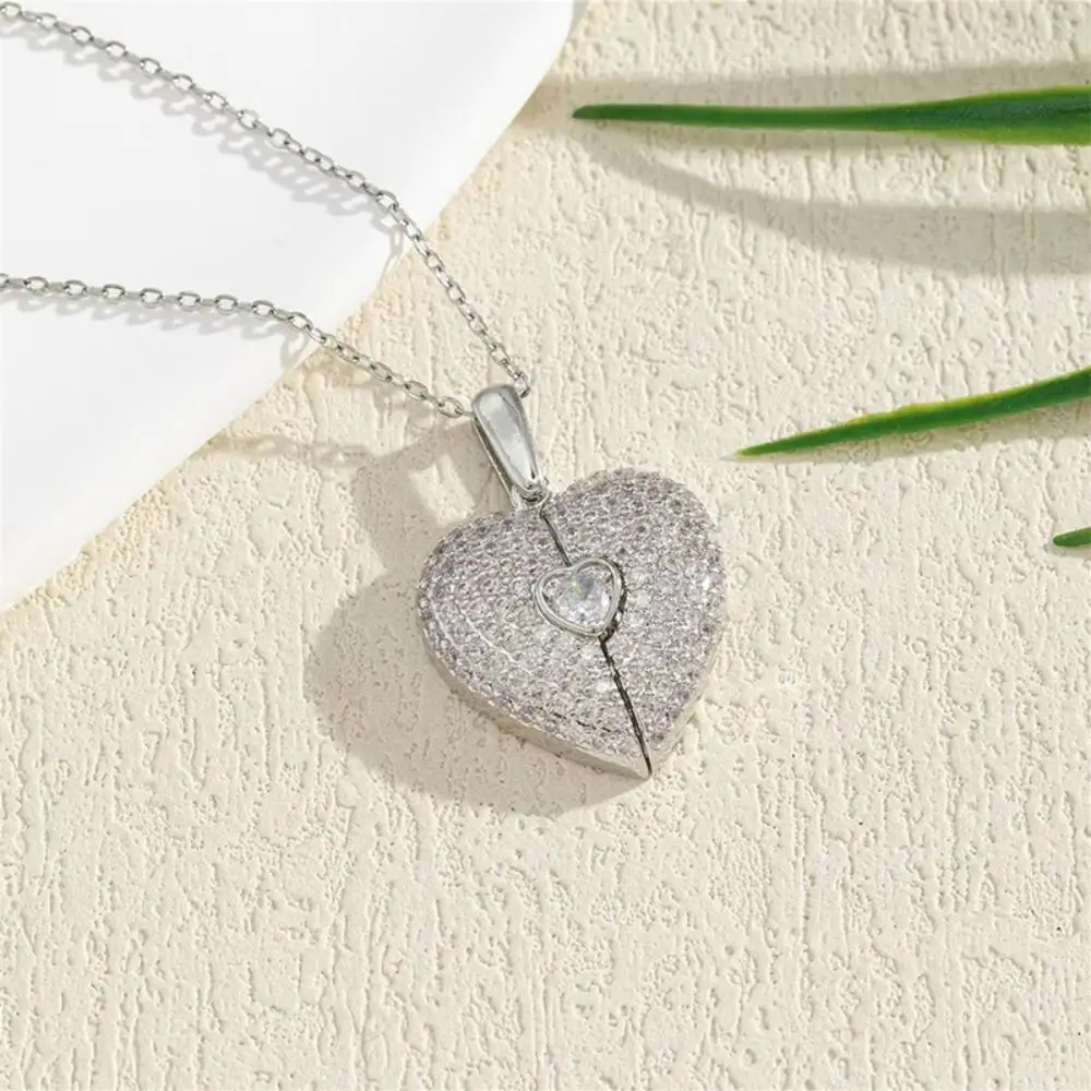 Titanium Steel Heart-shaped Necklace Heart Adjustable Opening Heart Pendant Opening and Closing Handmade Couple Love Locket