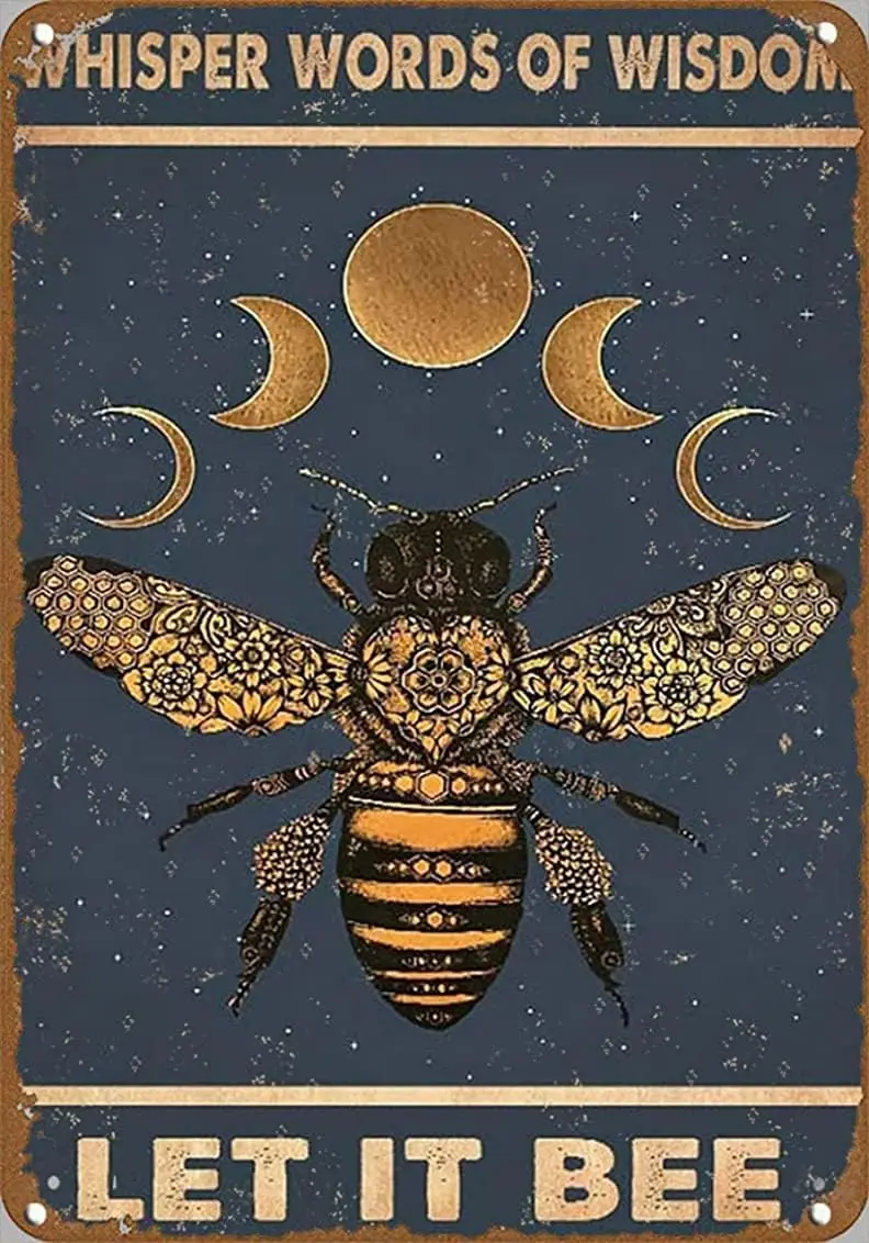 Whisper Words Of Let It Be Bees Poster Bee Lover Gift Bumble Bees Artwork Signs For Home Novelty Hot Coffee Poster Metal