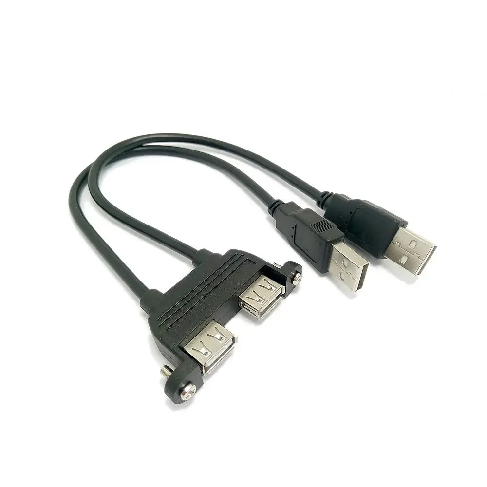 

30cm 50cm Dual USB 2.0 Plug to Dual USB 2.0 Female USB 2.0 Extension Cable with Screw Panel Mount Male to Female