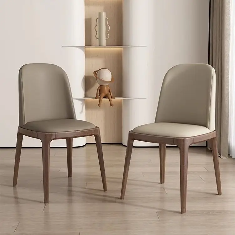 Solid wood chair Soft bag backrest, home dining table and chair Simple and luxurious modern dining chairs in Nordic restaurants