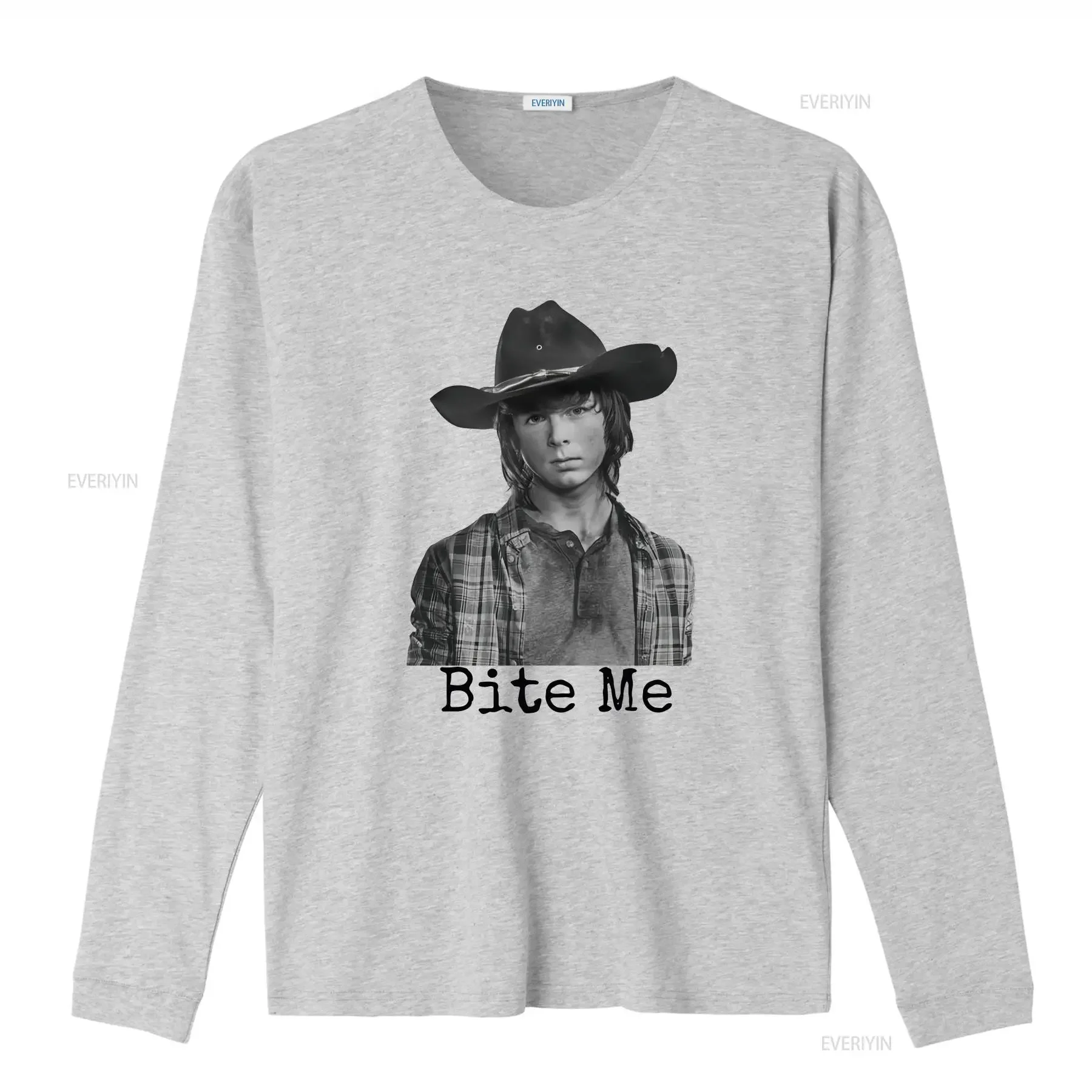 تي شيرت Carl Grimes Bite Me Walking Dead تي شيرت Twd Chandler Riggs تي شيرت جديد بأكمام طويلة أو قصيرة ملابس غير رسمية مغسولة عتيقة
