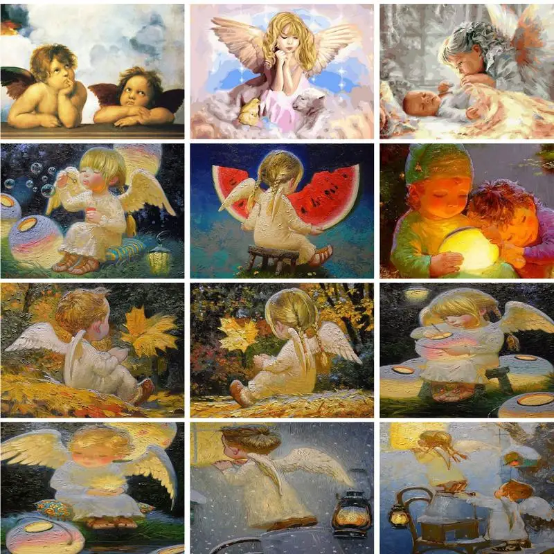 

GATYZTORY 40x50cm Painting By Numbers For Adults Angel Paint By Number DIY Gift Oil HandPainted Home Decors Artwork