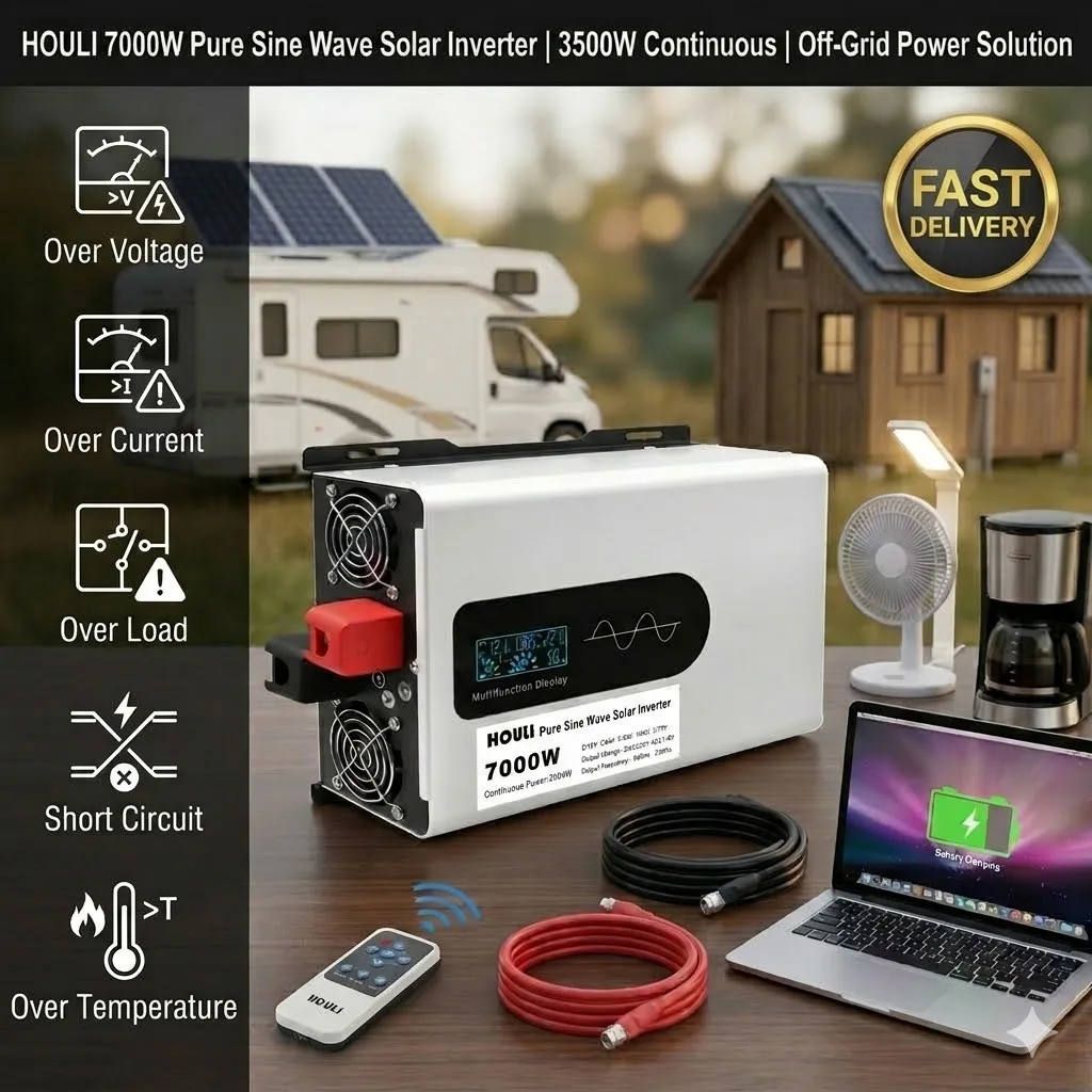 Houli inverter 5000W 6000W 7000W Inverter 12V 220V Inverter 12V 220V clean sinys inverter 24V 220V pure wave for home