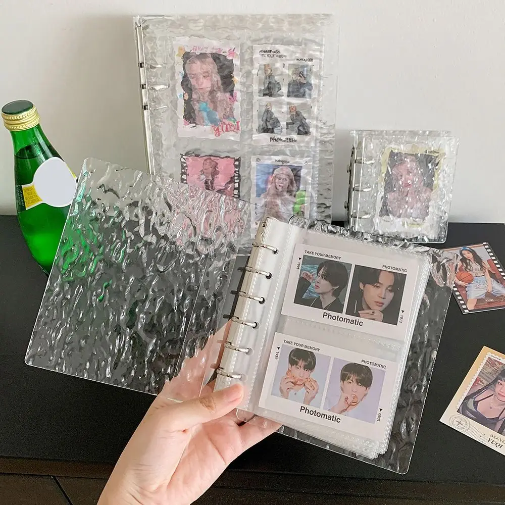 

Acrylic Photo Album Loose-leaf A5/A7/A8 Idol Card Organizer Water Ripple Design Pictures Storage Booklet Instant Photo Display