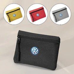 Bank ID Card Wallet Mini Zipper Men Women Coin Purse Key Bag Organizer For VW Tiguan CC Jetta Polo Golf Passat Scirocco Touareg