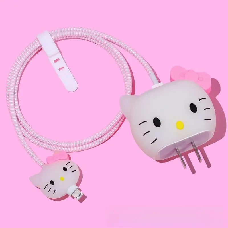 Kawaii Hello Kitty Charger Smart Cover New Cartoon Kuromi adatto cavo dati Apple cavo di ricarica decorazione accessori donna