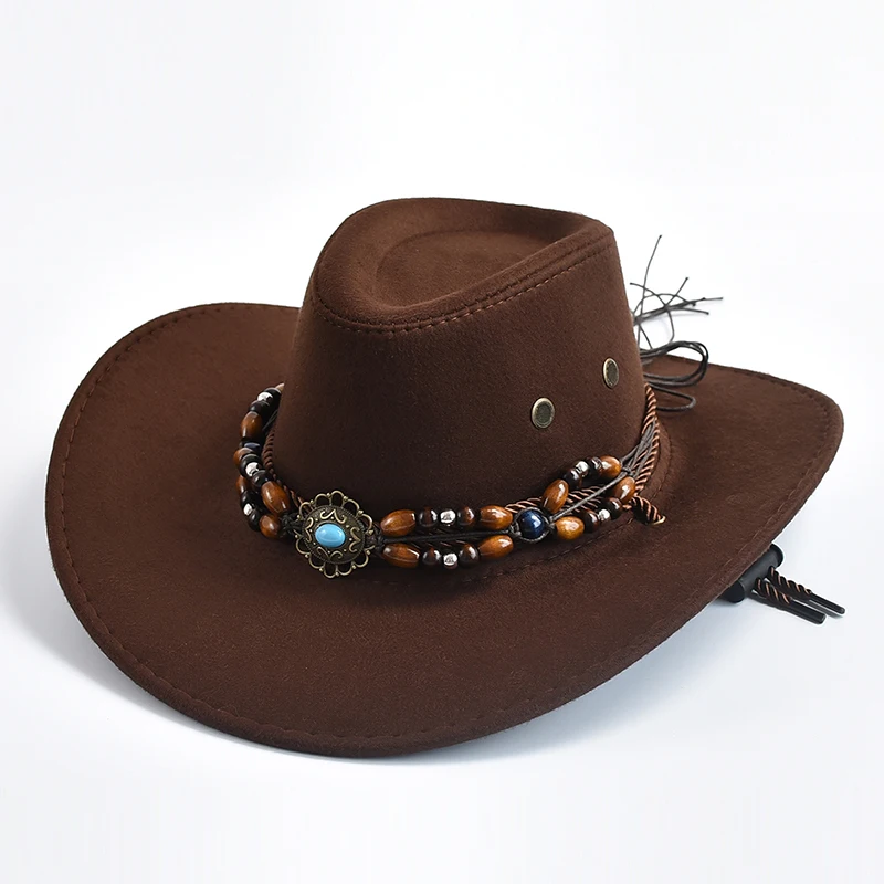 Vintage Big-edge Western Cowboy Hats for Men Women Artificial Suede Gentleman Cowgirl Jazz Hat Sombrero Hombre Cap