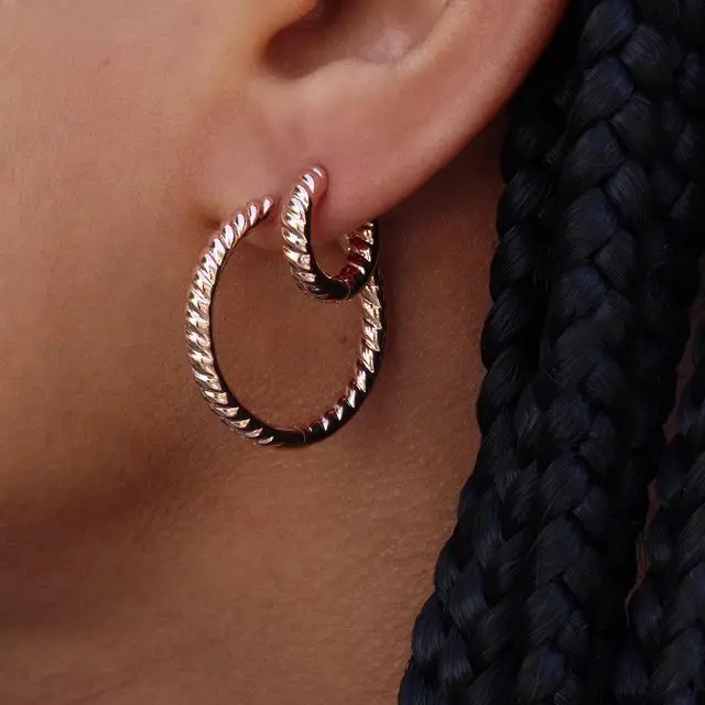 925 Sterling Silver Earring For Women with Pave Stones Hoop Huggie Ear Climbers Multi-Shape