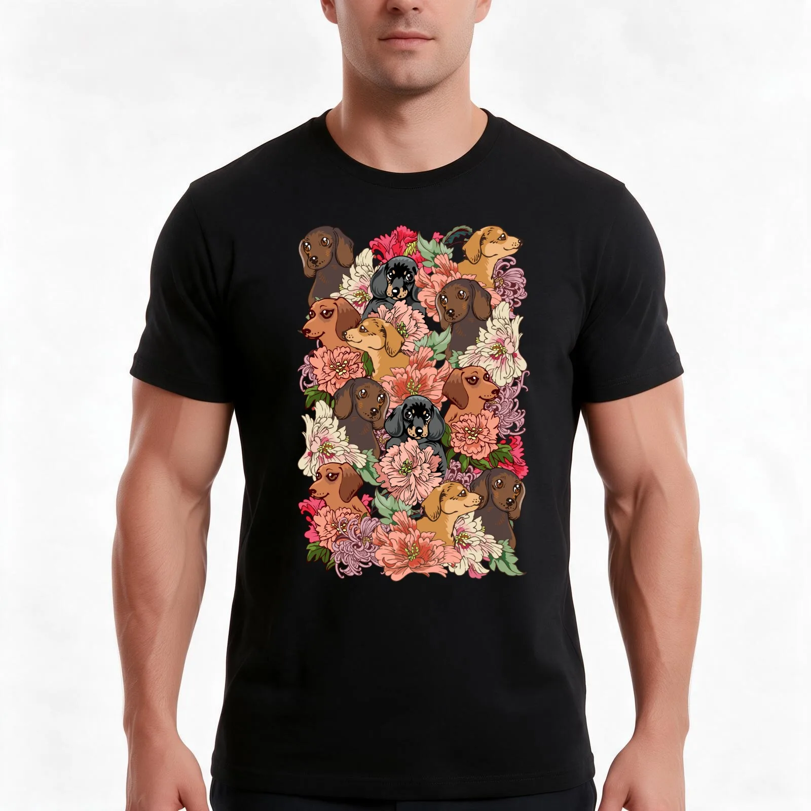 Because Dachshund T-Shirt, Summer Casual Cotton Tee, Oversized Streetwear Tops, Vintage Graphic Print, Loose Fit Short Sleeve
