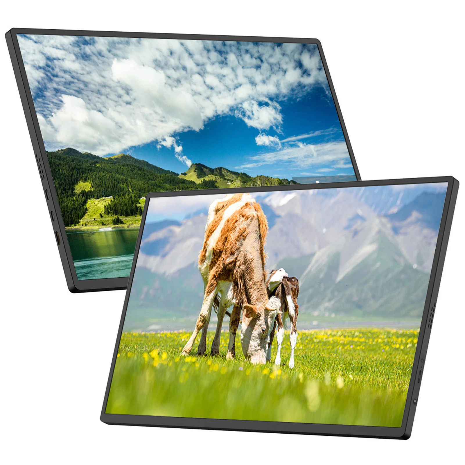 18.5in Portable Monitor IPS Screen 1920*1080 Resolution 178°Wide Viewing Angle 100Hz Refresh Rate PU Leather Magnetic Cover