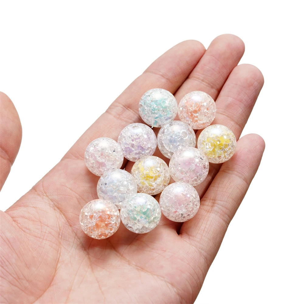 

5PCS Transparent Acrylic Crackle Beads for DIY Boho Stackable Bracelet & Tiny Charm Collarbone Necklace Making Supplies