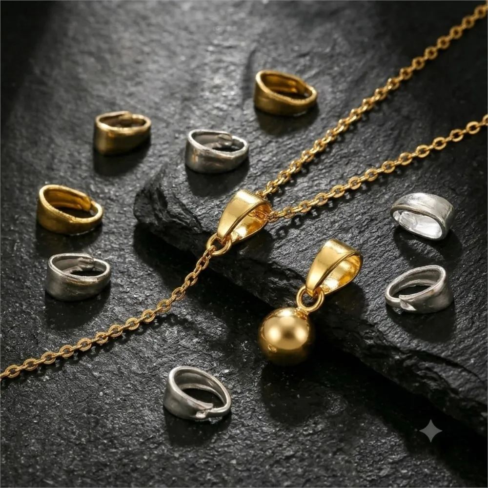 50pcs 18K Gold Plated  Pendants Pinch Bail Clips Melon Seeds Charms Clasps Connector For DIY Nacklaces Jewelry Making Findings