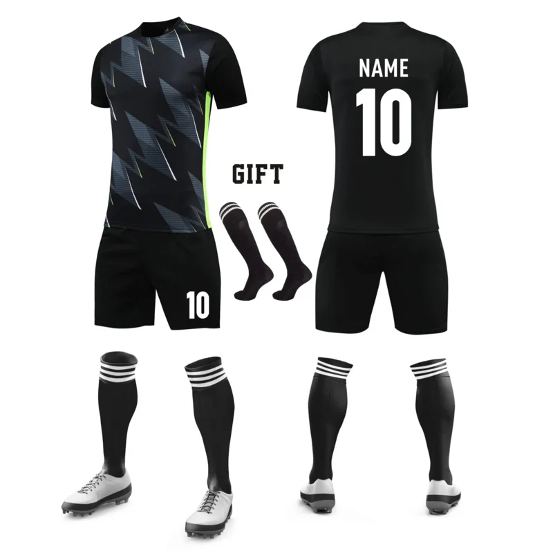 Football jersey set with short sleeves for boys and girls, adult and children\'s football jerseys, student training ma