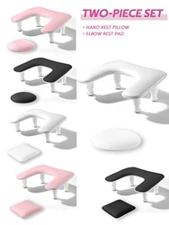 Professional Nail Tech Arm Rest with Elbow Pillow Set Height Adjustable Microfiber PU Leather Manicure Cushion for Salon Home