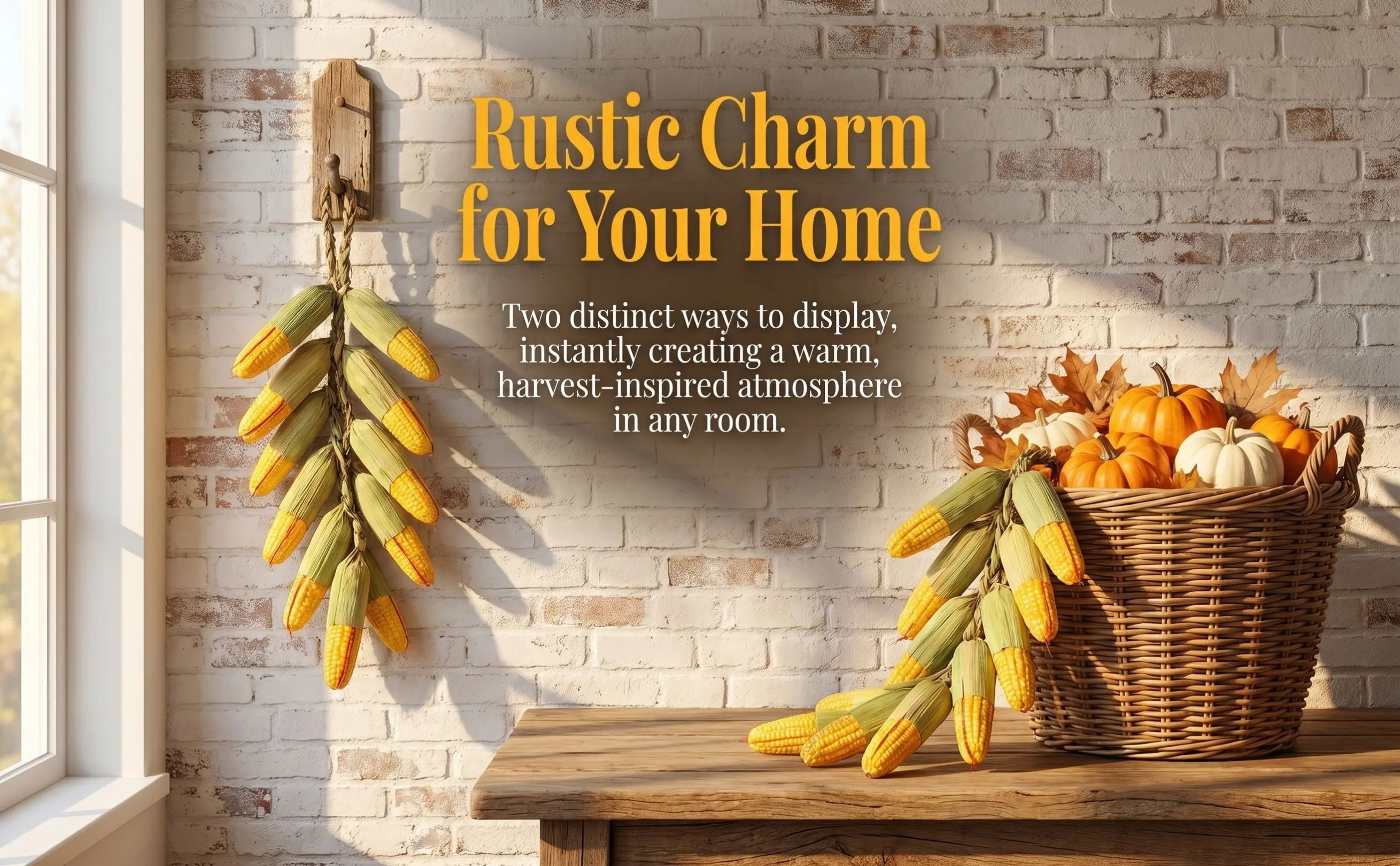 2Pcs Corn Pendants Artificial Vegetable Hanging Decor Lightweight Compact Realistic Farm Wall Home Kitchen Courtyard Photography