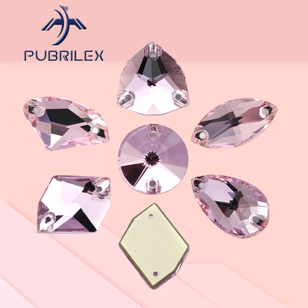 Image of Pubrilex Light Rose Aufnähbare Strass-Steine in Verschiedenen Formen mit Abgeschrägten Kanten Kristall-Strass für Kleidungs- und Kleiderdekorationen