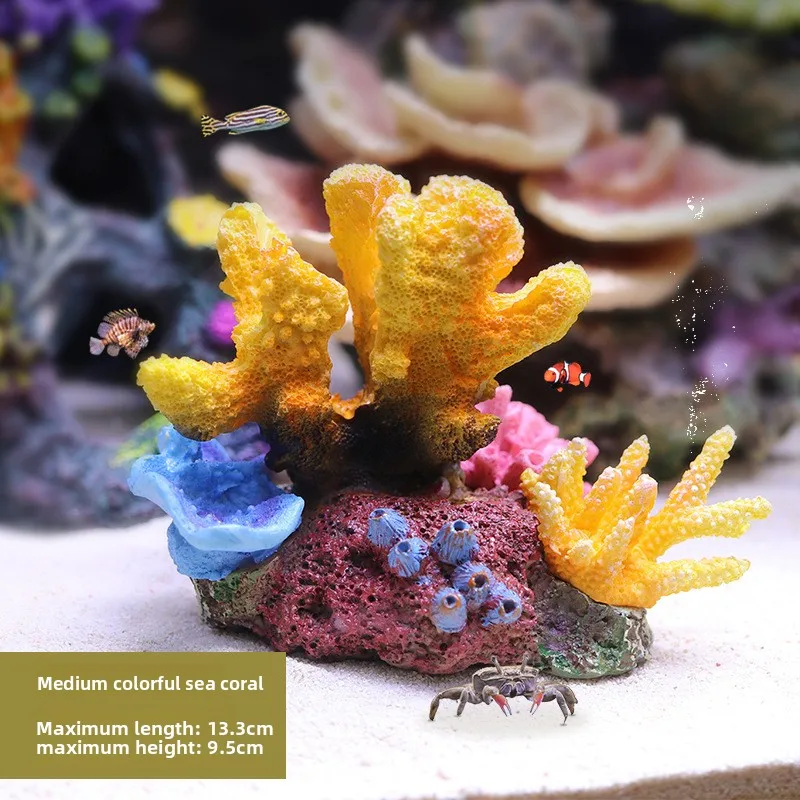 SYSENCIAGA Artificial Coral Reef Decor, Resin Coral & Shells-Medium Size Colorful Ornaments for Fish Tank, Saltwater&Freshwater