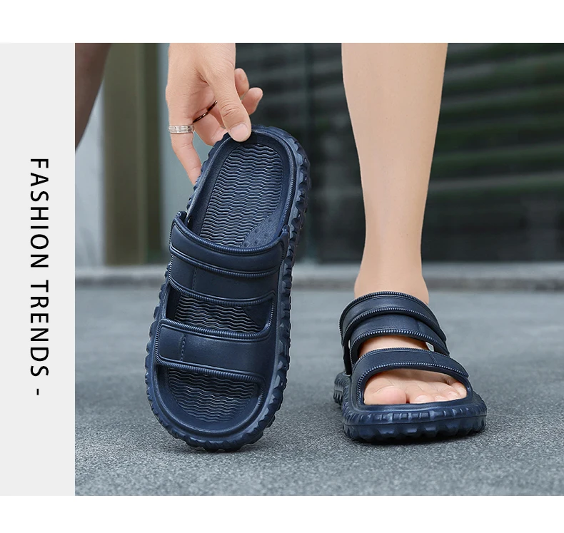 Sommerliche Übergrößen-Herrensandalen: Outdoor-Freizeitschuhe, Leder-Gartenschuhe, Rutschfeste Römerschuhe, Strand-Flip-Flops – Detail 9