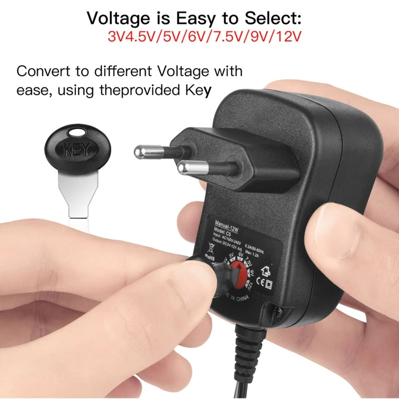 AA Battery Eliminator EU Power Supply Adjustable 3V 4.5V 6V 9V 12V Adapter Can Replace 2AA To 8AA Batteries