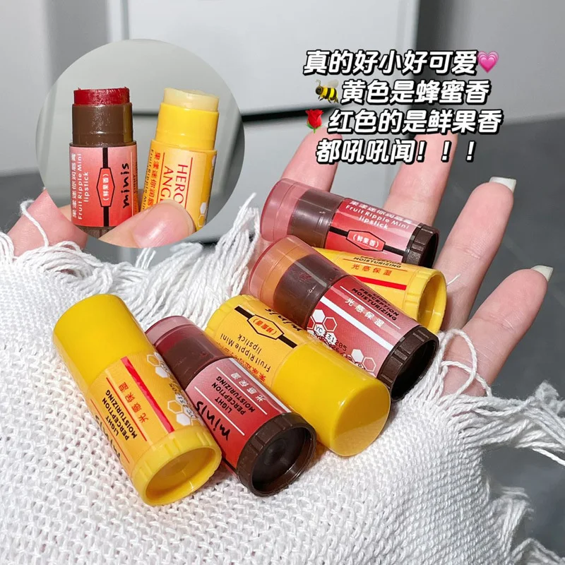 2Pcs Set Fruit Honey Mini Lipstick Before Makeup Base Water Moisturizing Lip Mask Hydrating Fade Lip Lines Lip Oil Cosmetics