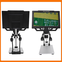 Microscope Professional 9 Inch LCD Digital Microscope 12MP 1600X Magnification High Definition 1080P for Plants Rocks for Coins