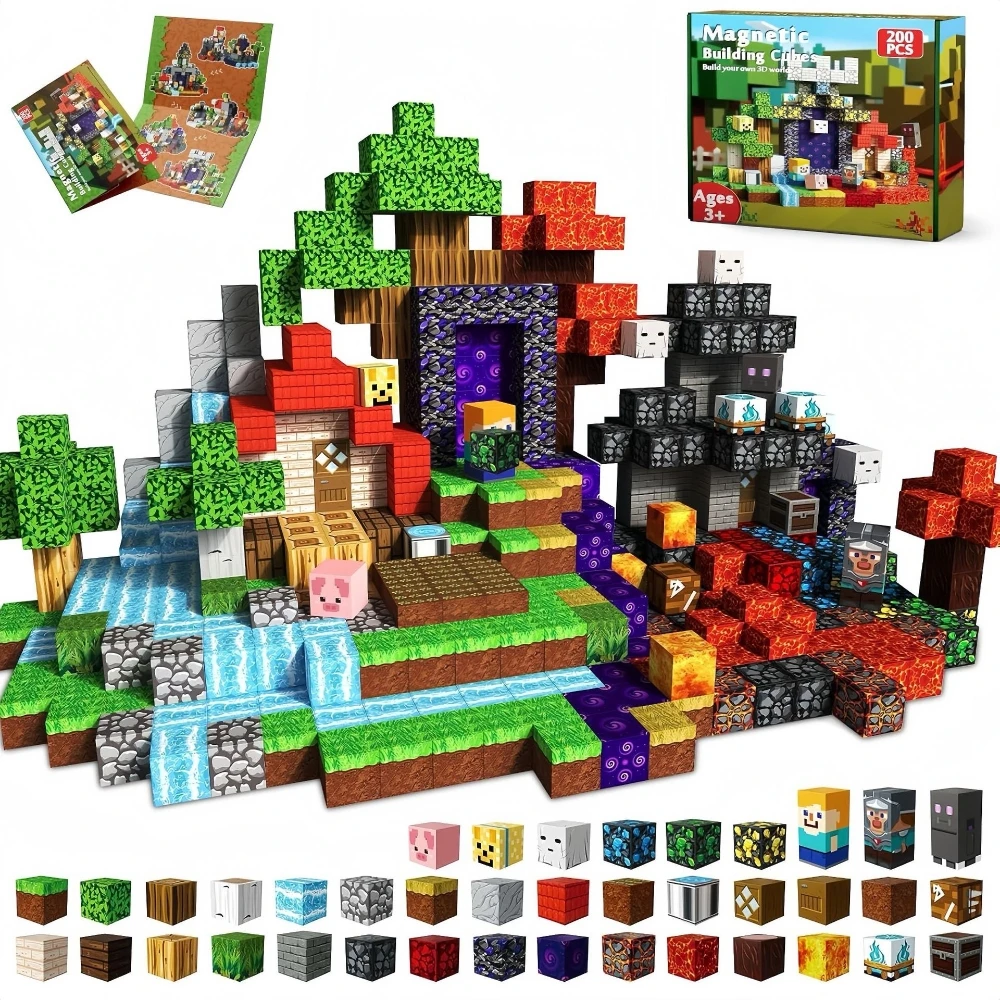 

STEM Jungle Sensory Magnetic Building Blocks World Famous Scenery Creative DIY Assembly Bricks Educational Toys Gift for Child