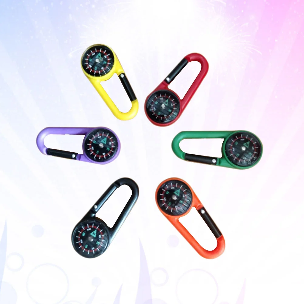 

6pcs Plastic Compass Climbing Carabiner Outdoor Self Locking Carabiner Clip Hook Keychain for Travelling Hiking (Mixed Colors)