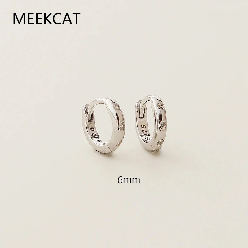 925 Sterling Silver Fashion Simple Piercing Ear Closure Statement Stacked Ear Hoop Earrings for Women Huggies Jewelry Aretes
