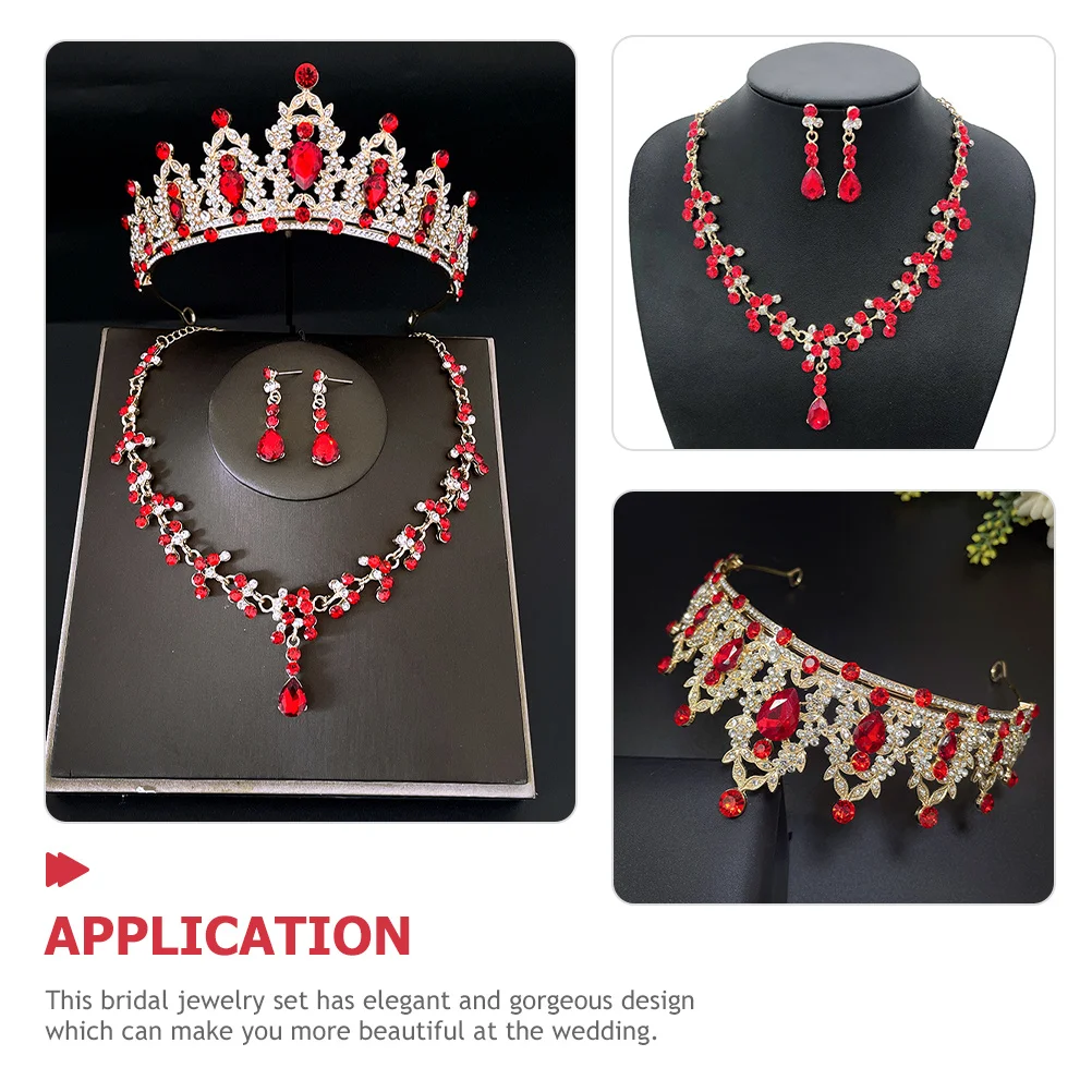 

1Set Wedding Bridal Jewelry Tiara Necklace Earrings Elegant Accessories Rhinestone Crystal Wedding Jewelry for Bride